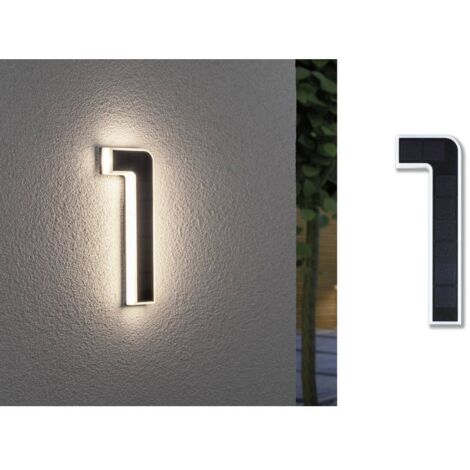 Paulmann – Applique solaire 79842 pour numéro de maison – 0.20 W blanc chaud – IP44 résistant aux projections d'eau – Installation facile