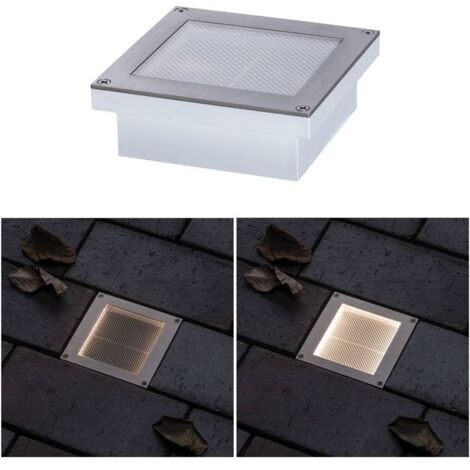 Paulmann Aron 94238-Lampada solare da incasso a pavimento, a LED, per esterni, rettangolare, incl. 1 x 0,7 Watt, nero, acciaio inossidabile, plastica 3000 K, bianco caldo 0.7 W, 10 x 10 cm