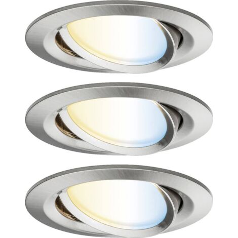 Paulmann Coin 92962 Luce da Incasso Nova Plus LED Smart Home Zigbee Set Tonda orientabile 3x6W Tunable White dimming Ferro Spazzolato Zinco-Alluminio 2700K Fest verbaut, 18 W