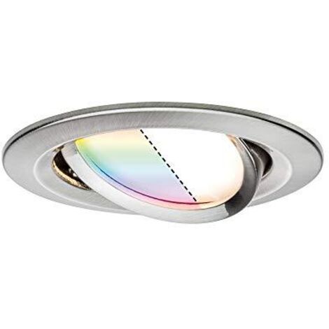 Paulmann Coin 92964 Lampada da Incasso Nova Plus LED Smart Home Zigbee Tonda orientabile 1x2,5W RGBW dimmerabile Ferro Spazzolato Zinco-Alluminio 2700K 5.2 W
