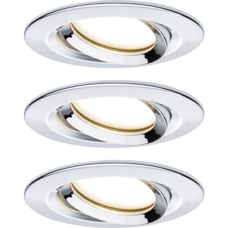 Paulmann Coin schwenkbar dimmbar 93684 Lampada da incasso LED Nova Plus set da 3 tonda orientabile 3x6,8W IP65 dimmerabile cromo opaco spot alluminio 2700K 20.4 W, 3 pezzi
