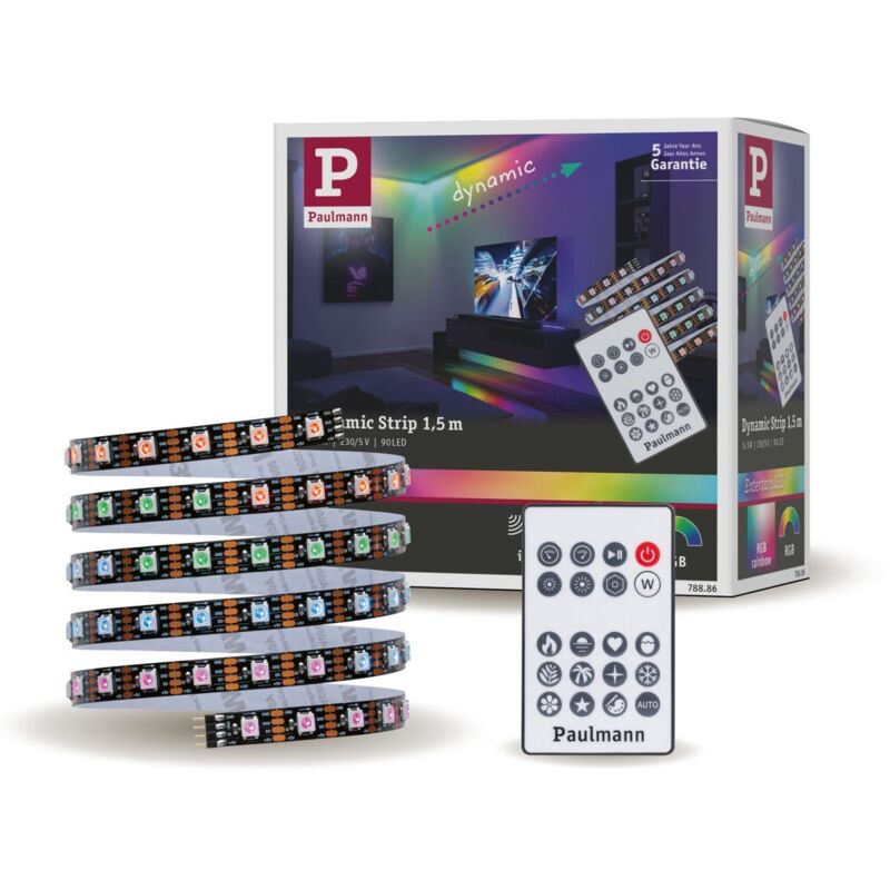 Paulmann Entertain LED Stripe Dynamic Rainbow Komplettset 1,5m RGB kürzbar LED Stripe