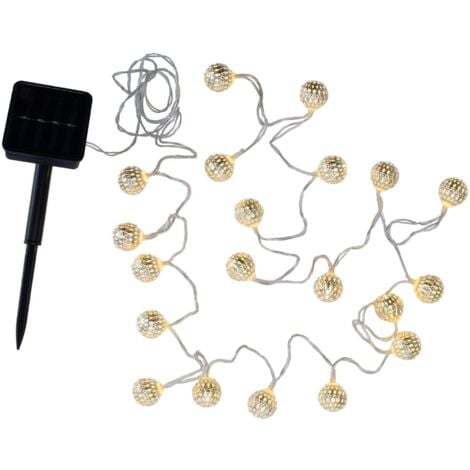 Paulmann Fairy Lights Pauleen 48074 Catena Luminosa Solare Sunshine Glamour Stile Marocchino Argentata per Esterno-Balcone o Giardino 0.02 W, d'Argento