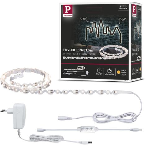 Paulmann FlexLED 3D 78961 Kit base striscia LED con spina 12 V 1.5 m Bianco caldo 1 pz.