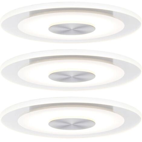 Paulmann – Jeu de 3 spots LED encastrés 4.9 W – Aluminium brossé – Éclairage blanc chaud 3000 K – Angle de diffusion 110° – IP23 pour intérieur - S307291