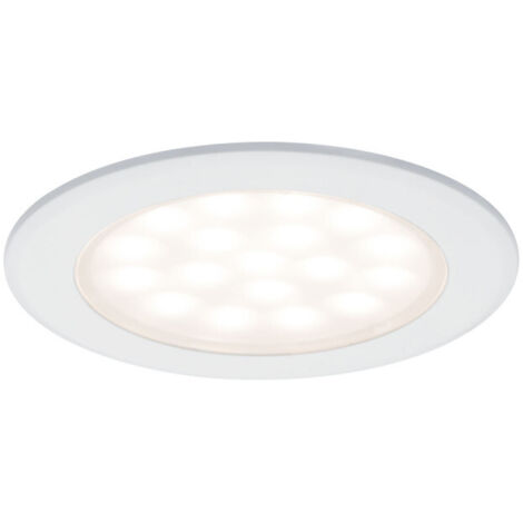 Paulmann – Kit de 2 spots encastrés LED 2x2,5W – Aluminium rond blanc – Profondeur 28mm – Éclairage moderne pour meubles hauts