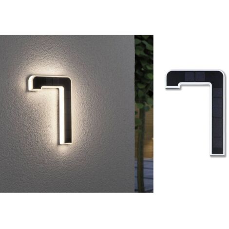 Paulmann – Lampe solaire LED 79848 pour numéro de maison – IP44 étanche – Lumière blanche chaude 3000K – Batterie interchangeable – 160mm x 230mm