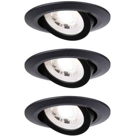 Paulmann LED Einbauleuchte 3er Set schwarz Ø 8,2 cm schwenkbar warmweiß Einbauleuchte