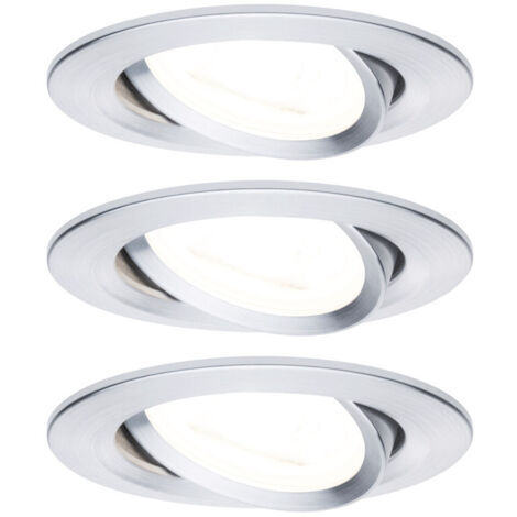 Paulmann LED Einbauleuchte Nova 3er Set alu 8,4 cm schwenkbar GU10 warmweiß Einbauleuchte