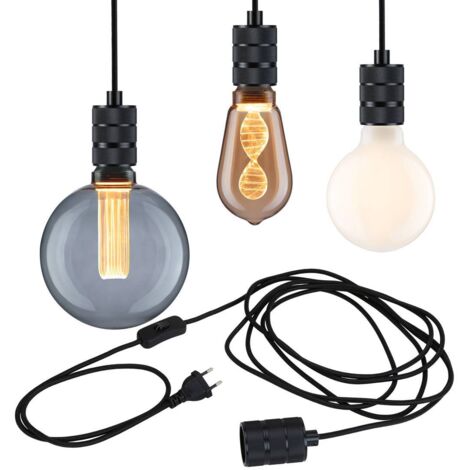 Paulmann Neordic Pendelleuchte Tilla mit Eurostecker und 5 m Kabel, E27, max 20 W, dimmbar, Metall