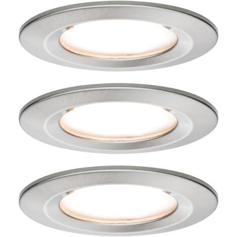 Paulmann Nova Spot encastrable pour salle de bains jeu de 3 LED LED 18 W IP44 fer (brossé) D651801