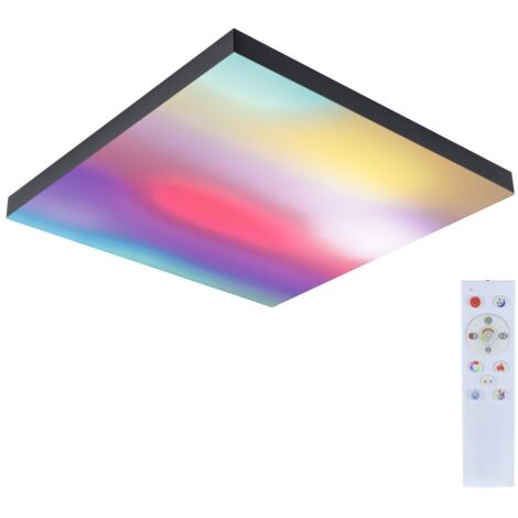 Paulmann Pannello LED Velora Rainbow 79908, quadrato, con 1x19W Dimmerabile Dynamic RGBW Controllo Colore Nero Metallo Plafoniera 3000K, 450x450mm