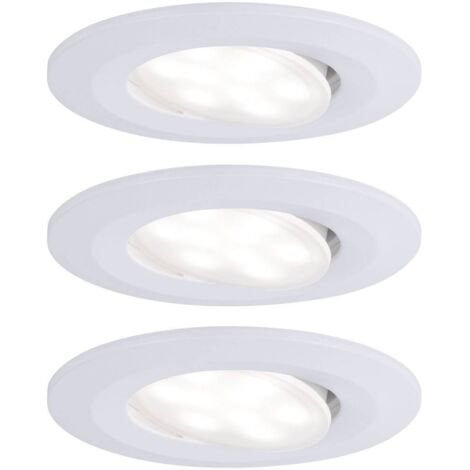 Paulmann – Spot LED encastrable salle de bains – Pack de 3 – 18 W – IP65 – Blanc mat – Angle de diffusion 100° – Profondeur d'encastrement 45 mm - Q714722