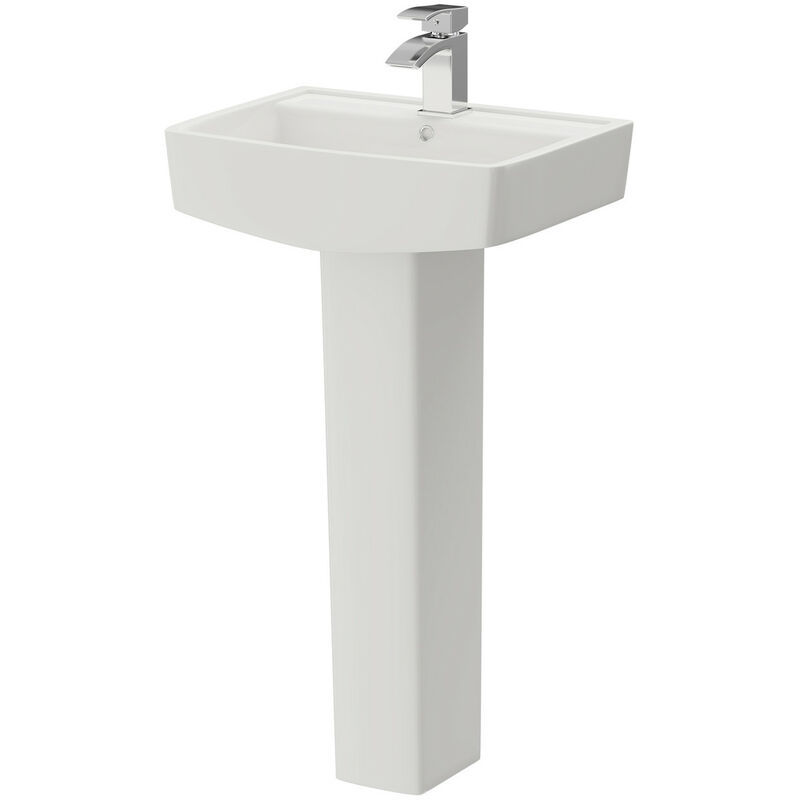 Paulo 520mm Basin with 1 Tap Hole and Full Pedestal - White - Wholesale Domestic