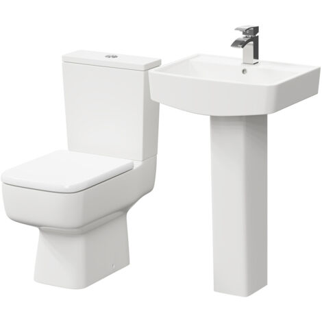 Paulo 520mm Full Pedestal Basin and Toilet Suite - White