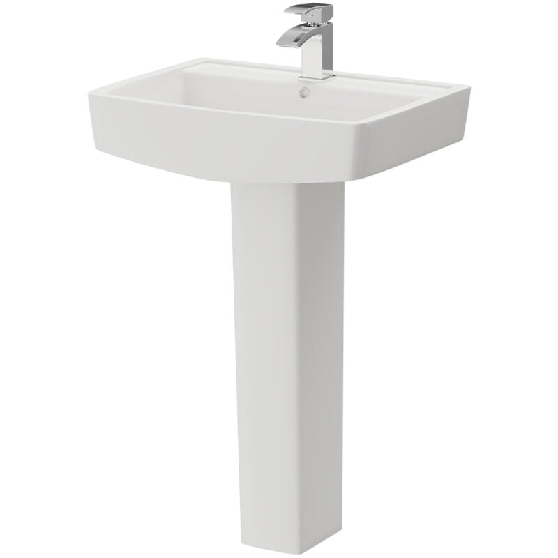Wholesale Domestic Paulo 600mm Basin with 1 Tap Hole and Full Pedestal - White