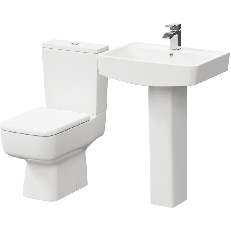 Paulo 600mm Full Pedestal Basin and Toilet Suite