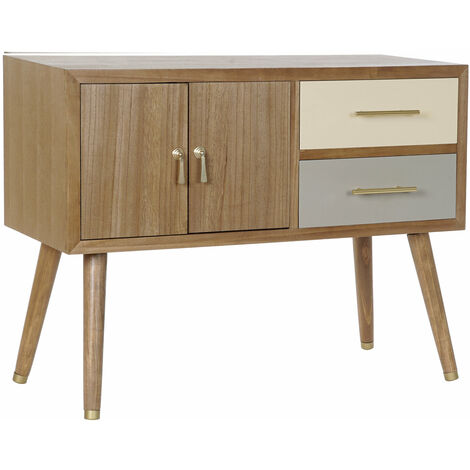 Paulownia 90x34x66.5 graues Metall -TV -Schrank graues Metallmaterial Paulownia Multicolore -Farbfamilienbuffets und TV -Möbeldetails