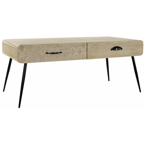 Paulownia Mdf 100x52x72 Schubladen Kaffeetisch Paulownia Metall Metall Multicolore Family Tische Bässe Detail