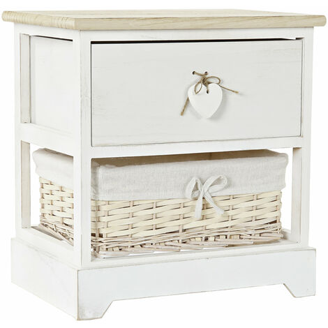 DKD HOME DECOR Paulownia Wicker Schubladenschrank 40x29x42.5 Weißes Material Paulownia Wicker Multicolor -Farbfamilie Duettes, Schubladen mit Schubladen und Chifonières -Details