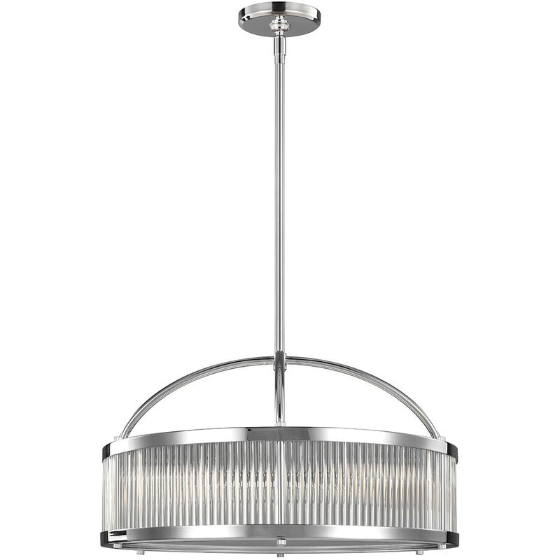 Paulson - 6 Light Round Ceiling Pendant Light Chrome IP44, G9 - Elstead