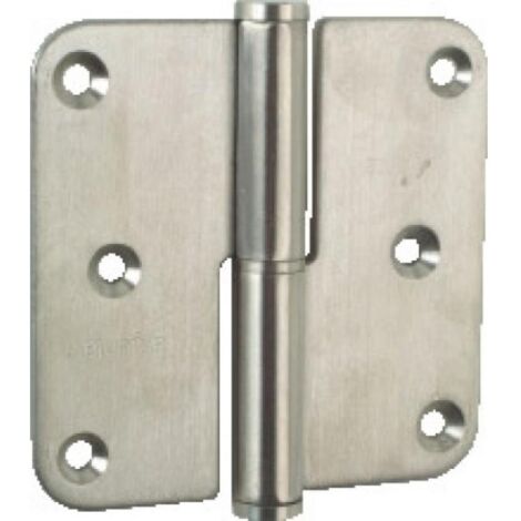 Paumelle 80 x 80 mm droite acier inoxydable à bouts ronds - ARGENTA