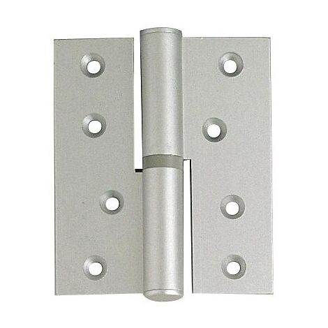 Paumelle aluminium anodisé naturel à bouts carrés main gauche 100 x 85 mm - ARGENTA
