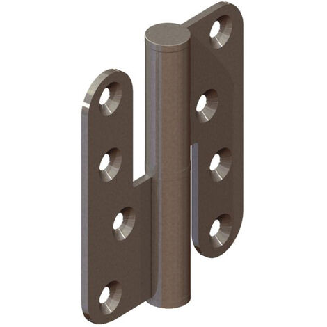 Paumelle - Bouts Ronds Noeud Plat ø16 - Bague Inox Gauche - 100x86 - Inox Brosse