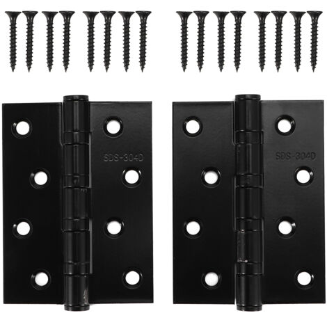 Paumelle de Porte Inox 304 Épaisseur 3mm Silencieuse Noir - 2x Paumelles + 16 Vis pour Portes, Armoires, Maison et Bureau
