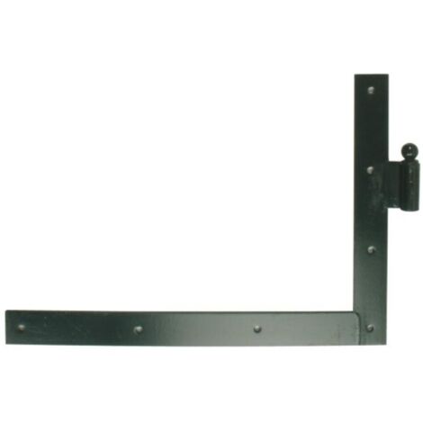 Paumelle équerre basse gauche 500 x 700 mm à boule en acier phorétique noir à visser pour volets et portail