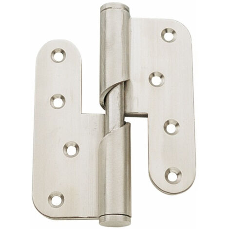 Paumelle hélicoïdale inox brossé bout carré 100x86mm droite - 1716GI
