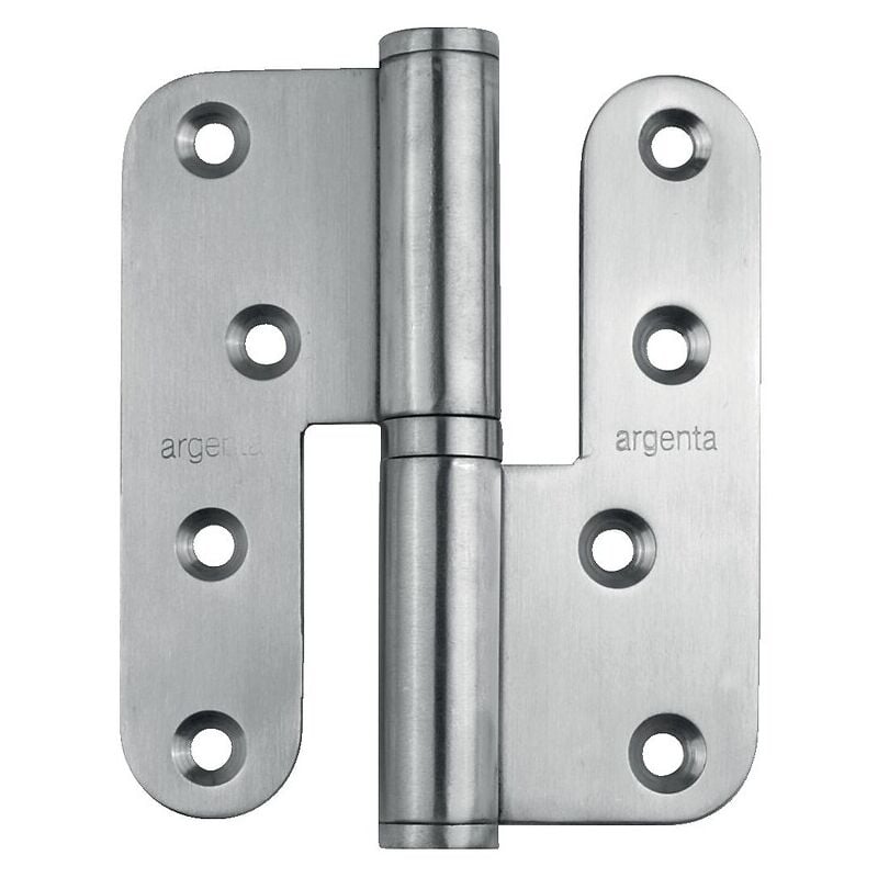 Arlu - Paumelle menuiserie bois inox brossé à bouts plats, 100x86x3 mm, gauche - argenta