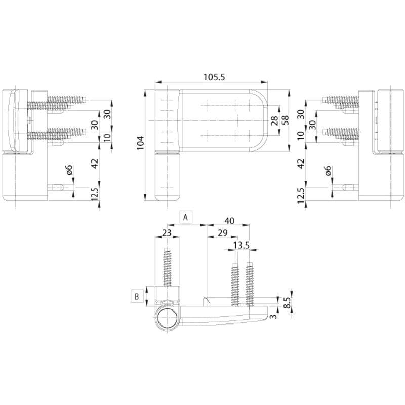 Kintech - Paumelle pvc 105 nn - Finition : Blanc RAL9016 - Recouvrement (mm) : 17.5-20 - roto