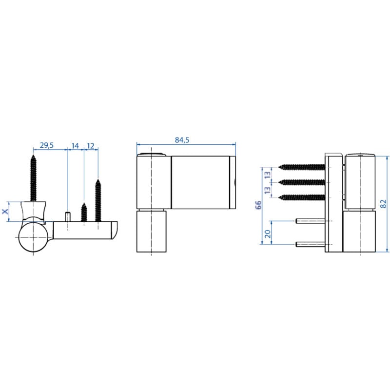 Paumelle pvc p700 - Finition : Noir RAL9005 - Poids max. (kg) : 120 - Recouvrement (mm) : 16-22 - haps