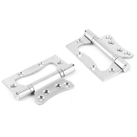 Paumelle Silencieuse Métal Inoxydable 2 Pièces pour Porte Bois Sans Mortaise - Dimensions 102x30x3 mm, Fixation Solide avec Vis Incluses