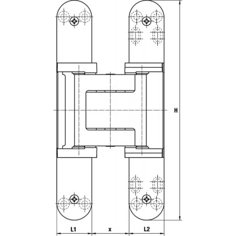 Paumelle Tectus A8 te 540 100 kgs en boîte de 2 paumelles fintion laqué nickel mat F2 Simonswerk