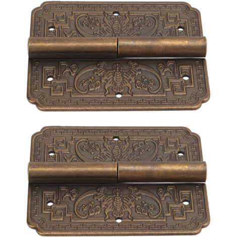 Paumelles Antiques en Laiton, 2 Paires de Charnières Vintage Décoratives pour Meubles Anciens et Armoires Rustiques