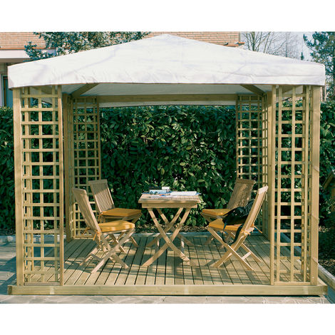 Pavillon Aus Holz 294x294 Cm Mit Pvc Abdeckung Leon Pocket 8016696081348x