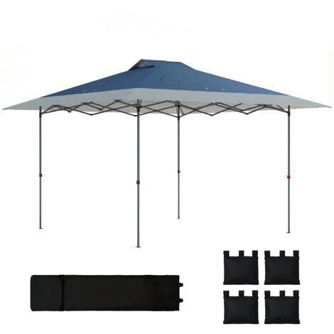 Pavillon ca. 4x4m Wasserdicht Stabil Winterfest Pop-up Faltpavillon mit Ein-Schritt-Schließfunktion UV 50+