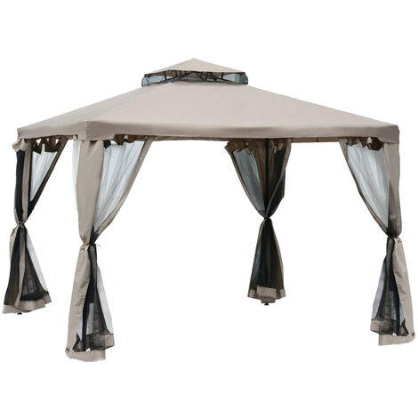 Pavillon de jardin avec moustiquaires AYA taupe