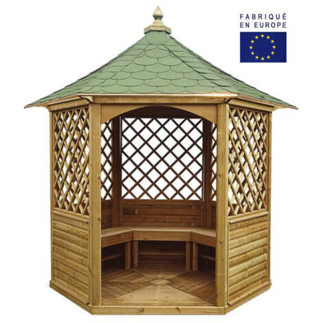 Pavillon de jardin hexagonal toiture en bardeau - 4,74 m²