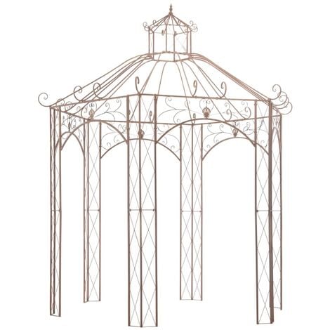 Pavillon de jardin Marron antique 3 m Fabriqué en fer forgé