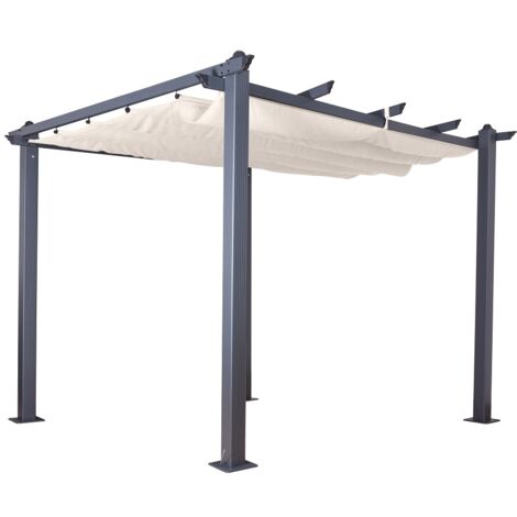Pavillon Gartenpavillon 4x3m Luxor anthrazit-beige aus Aluminium UV-Schutz Sonnenschutz