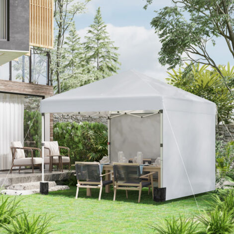 Pavillon métallique pliant 297x297x288 cm, trois hauteurs réglables, 5 kg, gris clair