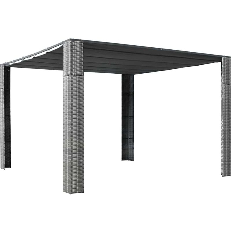 Vidaxl - Pavillon Mit Dach Poly Rattan 300x300x220 Cm Grau Und Anthrazit