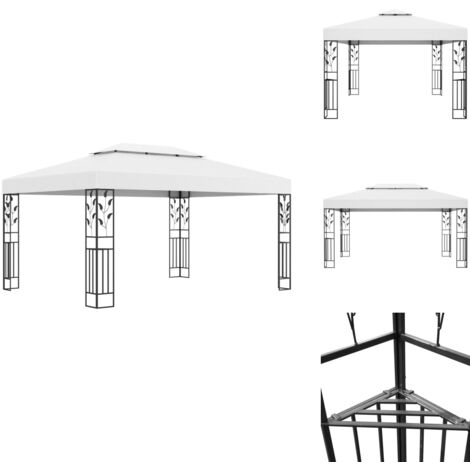 Pavillon mit Doppeldach 3x4 m Weiß - Pavillon - Gartenpavillon - Markise - Sommergarten - Grillparty