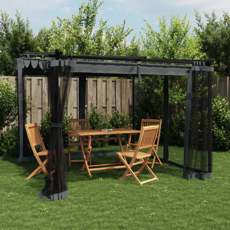 Pavillon Mit Netzwänden Anthrazit 3x3 M Stahl - Vidaxl