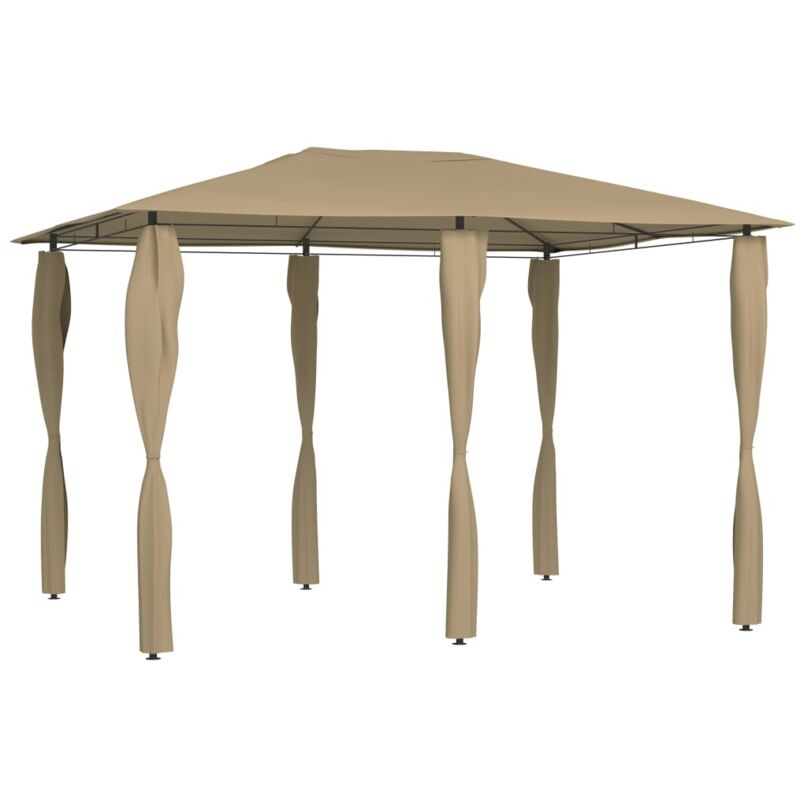 Vidaxl - Pavillon Mit Pfostenabdeckungen 3x4x2, 6 M Taupe 160 G/m²