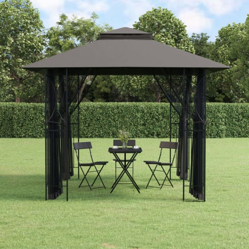 Pavillon Mit Seitenwänden Anthrazit 300x300x270 Cm Stahl - Vidaxl