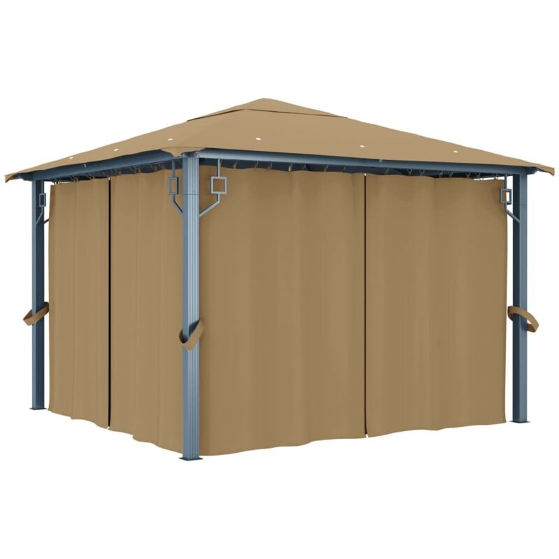 Vidaxl Pavillon Mit Vorhang 300x300 Cm Taupe Aluminium